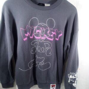 Mickey Mouse Women's Beaded Sweatshirt Charcoal Gray Size Small